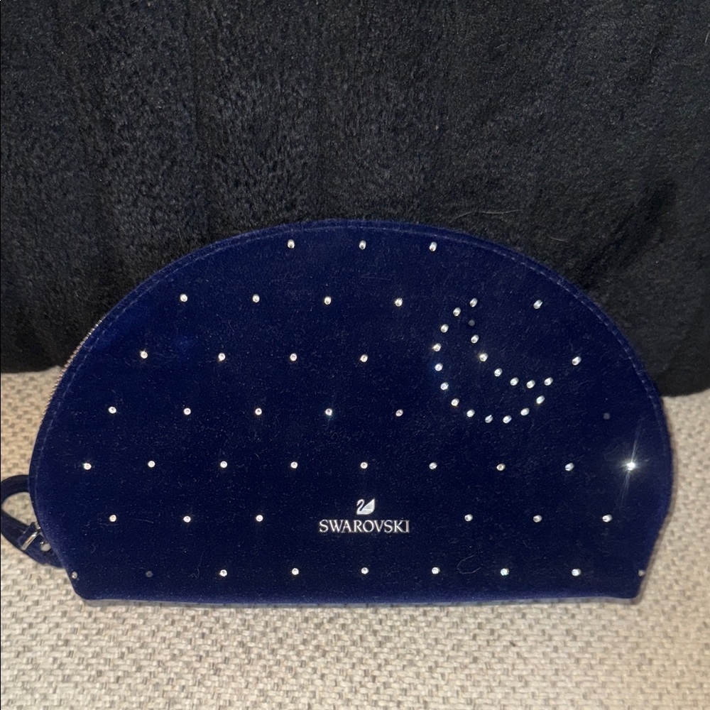 Swarovski Midnight Blue Clutch with Crystal Stars Makeup Bag NEW